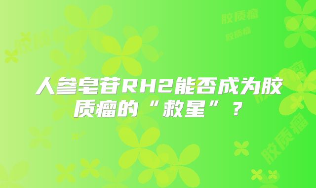 人参皂苷RH2能否成为胶质瘤的“救星”？