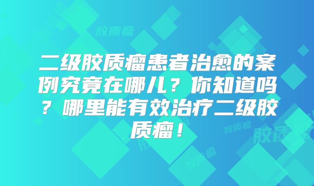 二级胶质瘤患者治愈的案例究竟在哪儿？你知道吗？哪里能有效治疗二级胶质瘤！