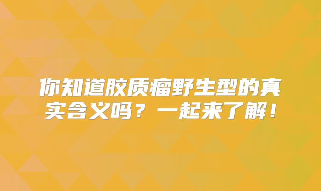 你知道胶质瘤野生型的真实含义吗？一起来了解！