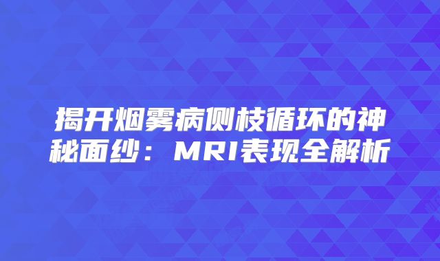 揭开烟雾病侧枝循环的神秘面纱：MRI表现全解析