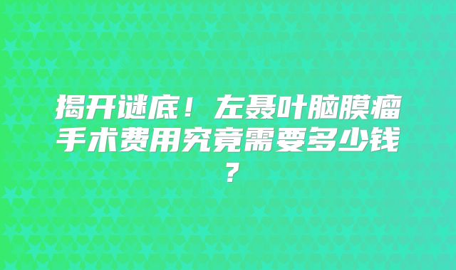 揭开谜底！左聂叶脑膜瘤手术费用究竟需要多少钱？