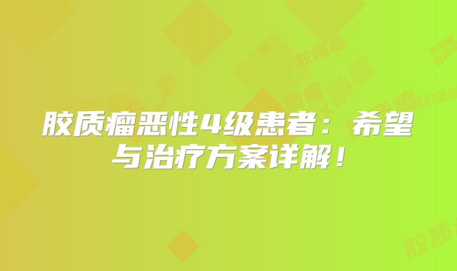 胶质瘤恶性4级患者：希望与治疗方案详解！