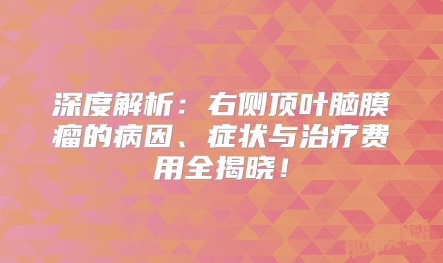 深度解析：右侧顶叶脑膜瘤的病因、症状与治疗费用全揭晓！