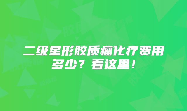 二级星形胶质瘤化疗费用多少？看这里！