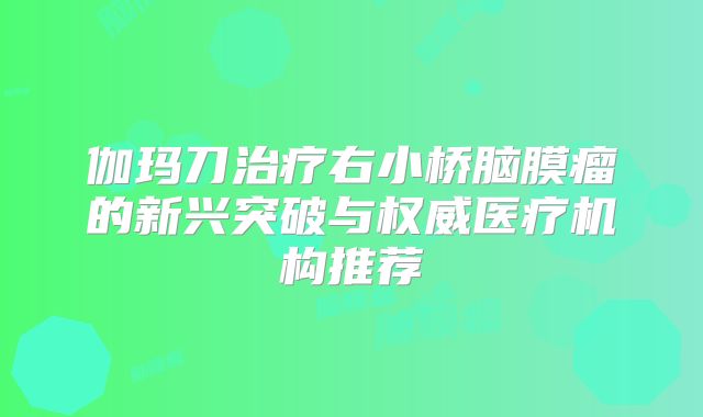 伽玛刀治疗右小桥脑膜瘤的新兴突破与权威医疗机构推荐
