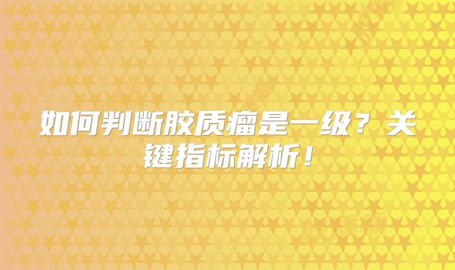 如何判断胶质瘤是一级？关键指标解析！