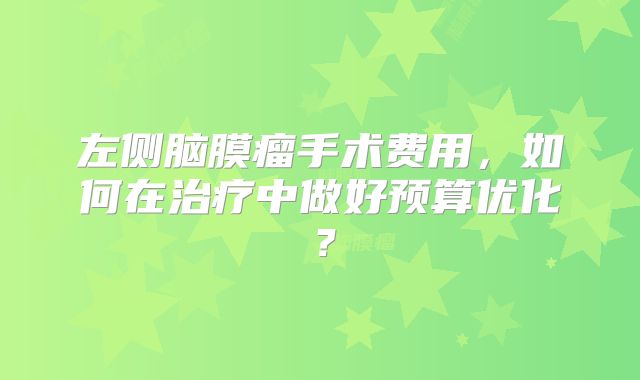 左侧脑膜瘤手术费用，如何在治疗中做好预算优化？