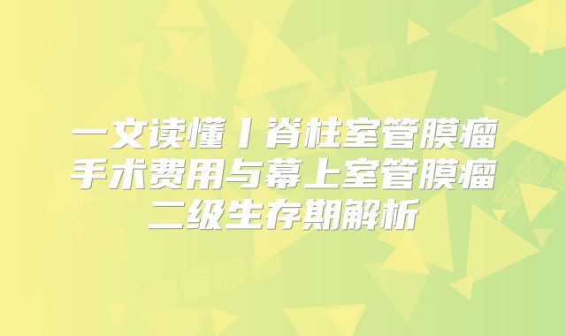 一文读懂丨脊柱室管膜瘤手术费用与幕上室管膜瘤二级生存期解析
