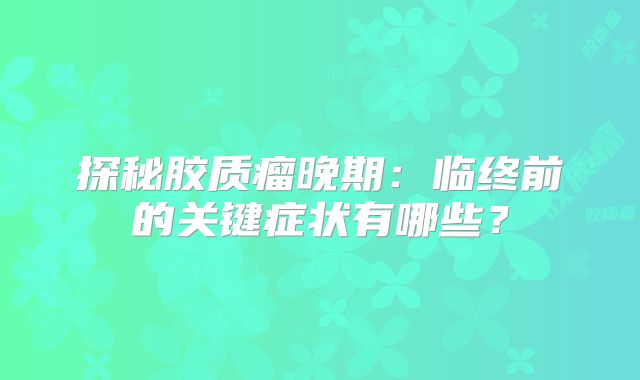 探秘胶质瘤晚期：临终前的关键症状有哪些？