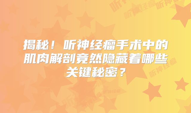 揭秘！听神经瘤手术中的肌肉解剖竟然隐藏着哪些关键秘密？