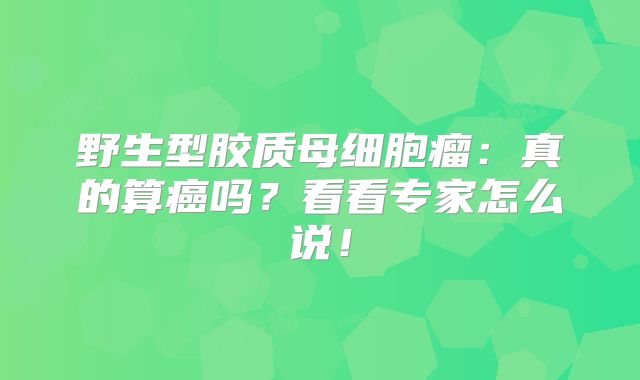 野生型胶质母细胞瘤：真的算癌吗？看看专家怎么说！
