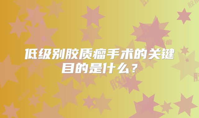 低级别胶质瘤手术的关键目的是什么？