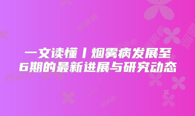 一文读懂丨烟雾病发展至6期的最新进展与研究动态