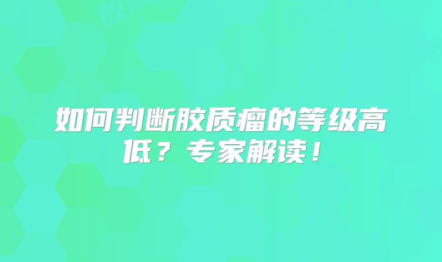 如何判断胶质瘤的等级高低？专家解读！