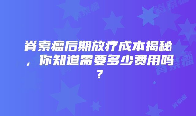 脊索瘤后期放疗成本揭秘，你知道需要多少费用吗？