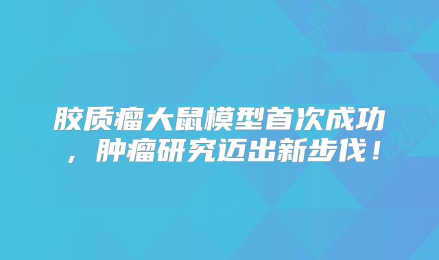 胶质瘤大鼠模型首次成功，肿瘤研究迈出新步伐！