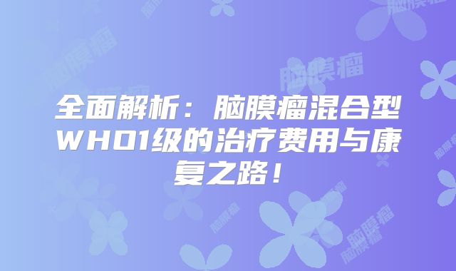 全面解析：脑膜瘤混合型WHO1级的治疗费用与康复之路！