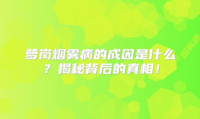 萝岗烟雾病的成因是什么？揭秘背后的真相！