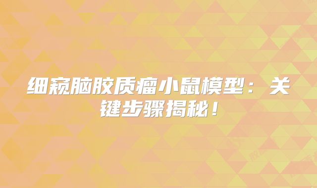 细窥脑胶质瘤小鼠模型：关键步骤揭秘！