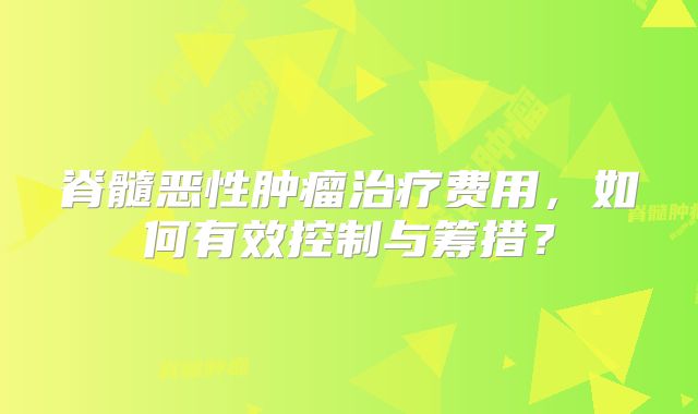 脊髓恶性肿瘤治疗费用，如何有效控制与筹措？