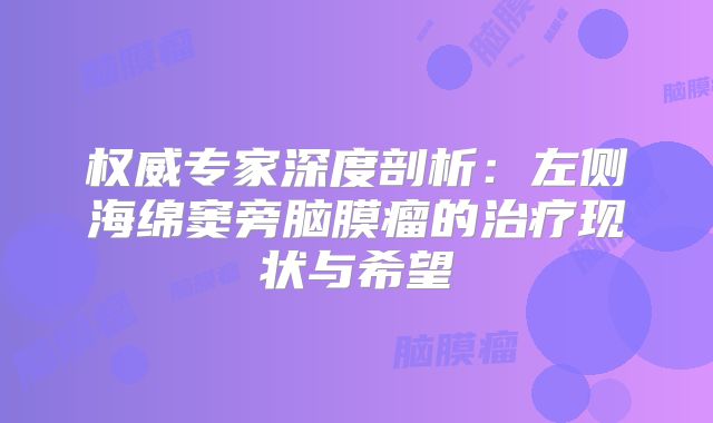 权威专家深度剖析：左侧海绵窦旁脑膜瘤的治疗现状与希望
