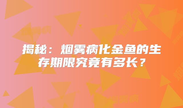 揭秘：烟雾病化金鱼的生存期限究竟有多长？