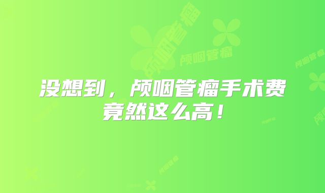 没想到，颅咽管瘤手术费竟然这么高！