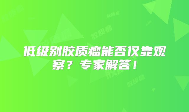 低级别胶质瘤能否仅靠观察？专家解答！