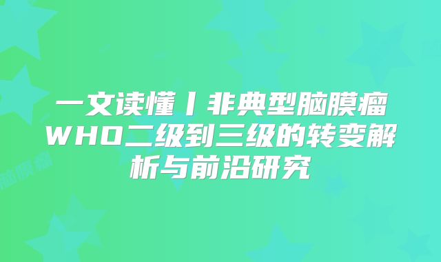 一文读懂丨非典型脑膜瘤WHO二级到三级的转变解析与前沿研究