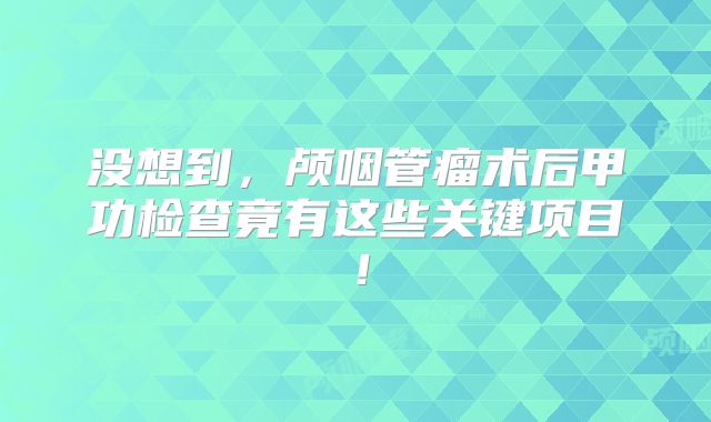 没想到，颅咽管瘤术后甲功检查竟有这些关键项目！