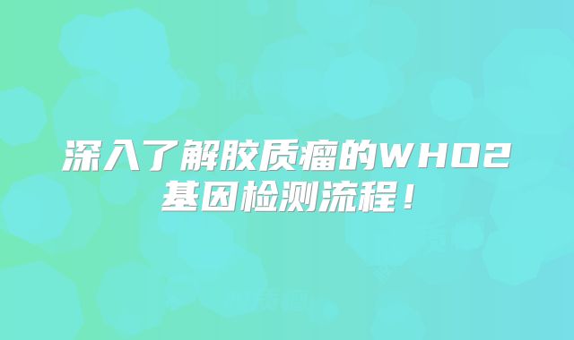 深入了解胶质瘤的WHO2基因检测流程！