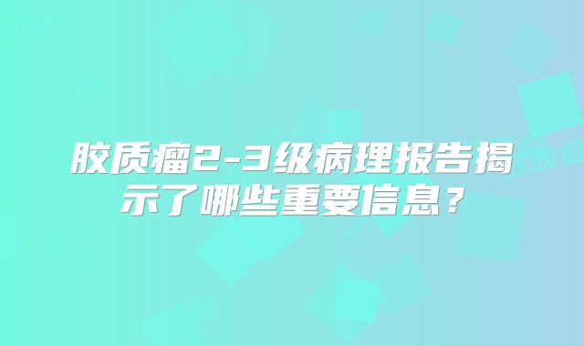 胶质瘤2-3级病理报告揭示了哪些重要信息？