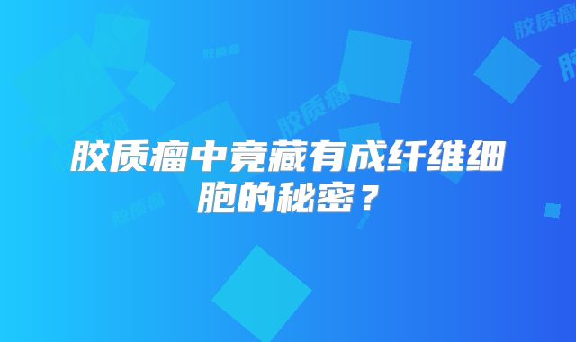 胶质瘤中竟藏有成纤维细胞的秘密？