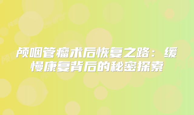 颅咽管瘤术后恢复之路：缓慢康复背后的秘密探索