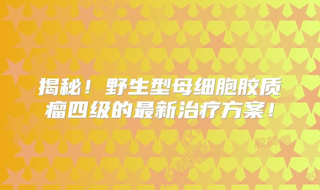 揭秘！野生型母细胞胶质瘤四级的最新治疗方案！