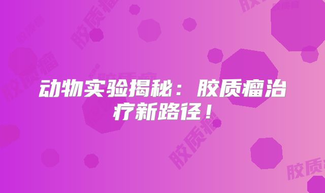 动物实验揭秘：胶质瘤治疗新路径！