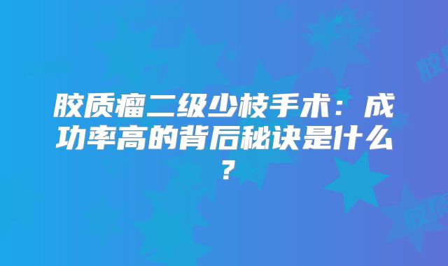 胶质瘤二级少枝手术：成功率高的背后秘诀是什么？