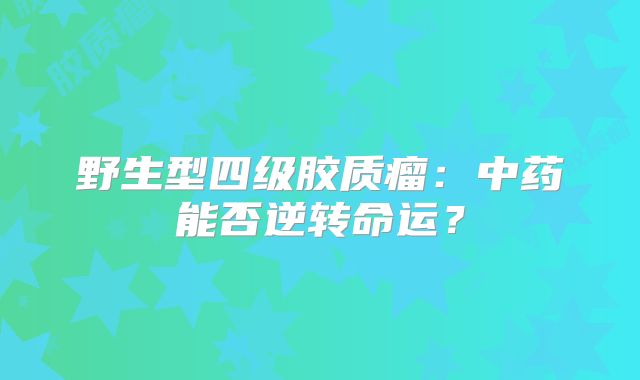 野生型四级胶质瘤：中药能否逆转命运？