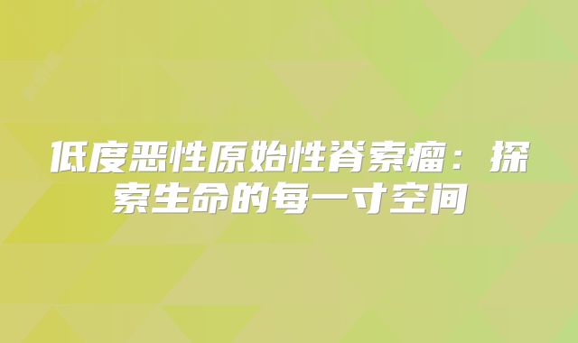 低度恶性原始性脊索瘤：探索生命的每一寸空间