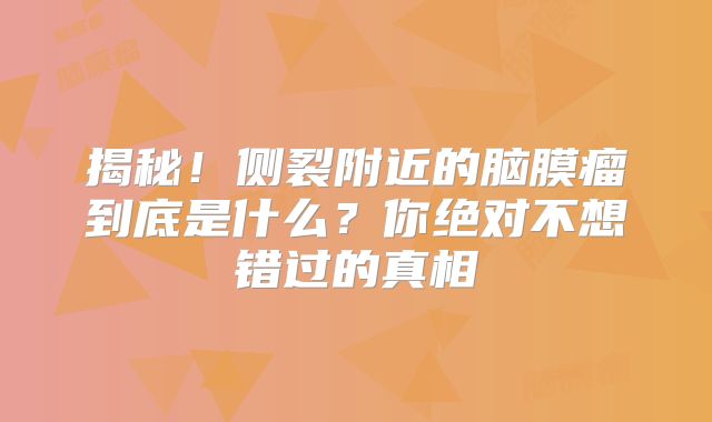 揭秘！侧裂附近的脑膜瘤到底是什么？你绝对不想错过的真相