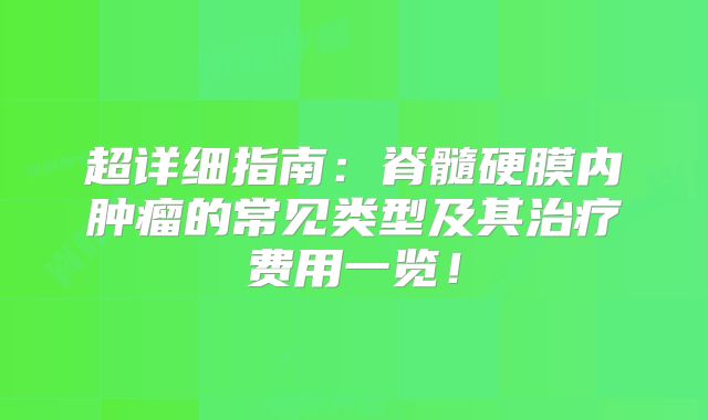 超详细指南：脊髓硬膜内肿瘤的常见类型及其治疗费用一览！