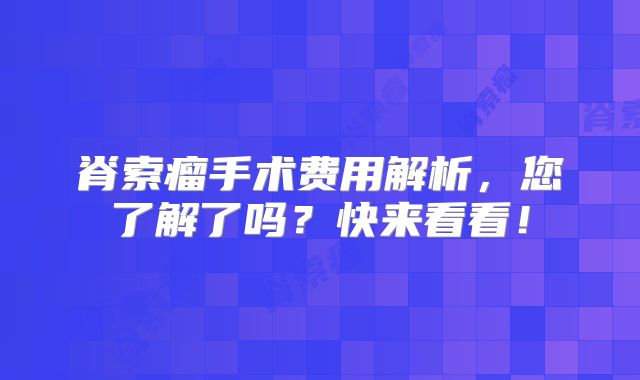 脊索瘤手术费用解析，您了解了吗？快来看看！