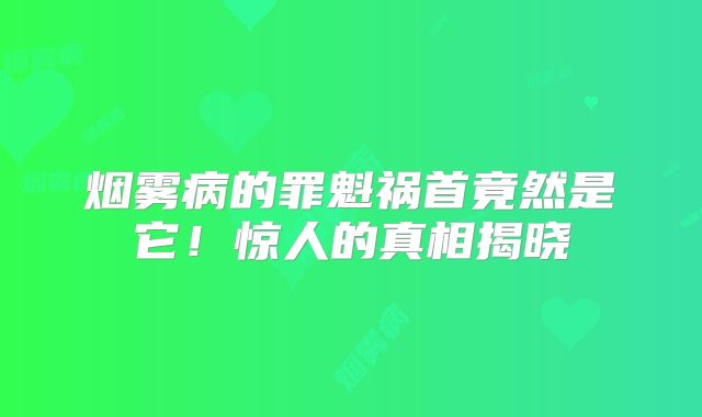 烟雾病的罪魁祸首竟然是它！惊人的真相揭晓