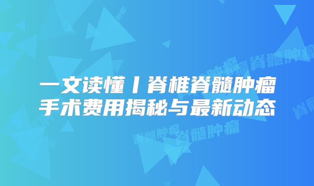 一文读懂丨脊椎脊髓肿瘤手术费用揭秘与最新动态