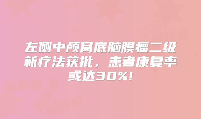 左侧中颅窝底脑膜瘤二级新疗法获批，患者康复率或达30%!