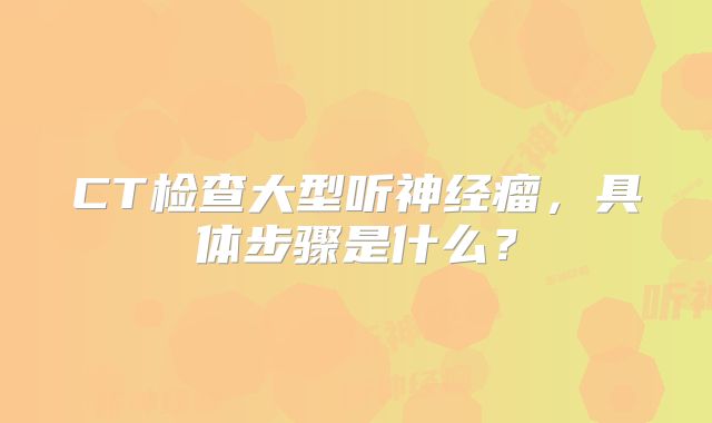 CT检查大型听神经瘤，具体步骤是什么？