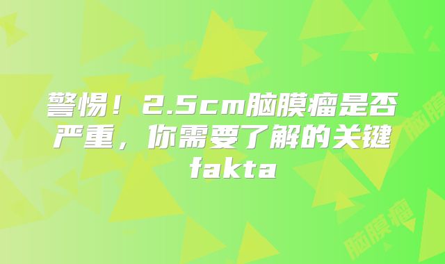 警惕！2.5cm脑膜瘤是否严重，你需要了解的关键 fakta