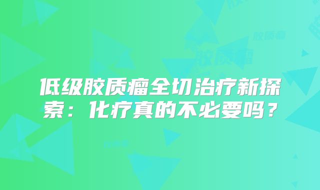 低级胶质瘤全切治疗新探索：化疗真的不必要吗？