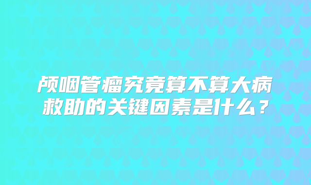 颅咽管瘤究竟算不算大病救助的关键因素是什么？