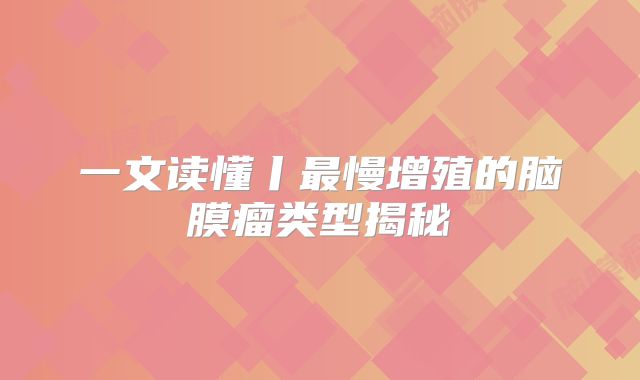 一文读懂丨最慢增殖的脑膜瘤类型揭秘